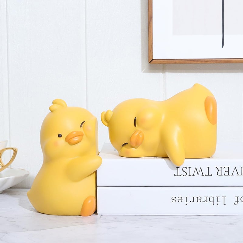 JARPSIRY Cute Hug Ducks Decorative Bookends, Unique Book Ends to Hold Books Creative Resin Book Holder Stopper for Home Office Desk Bookshelf Decoration - Image 4